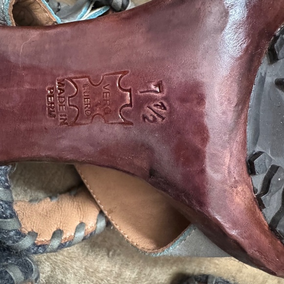 John Fluevog blue gray Strappy Sandals sz 7.5 - Picture 6 of 7